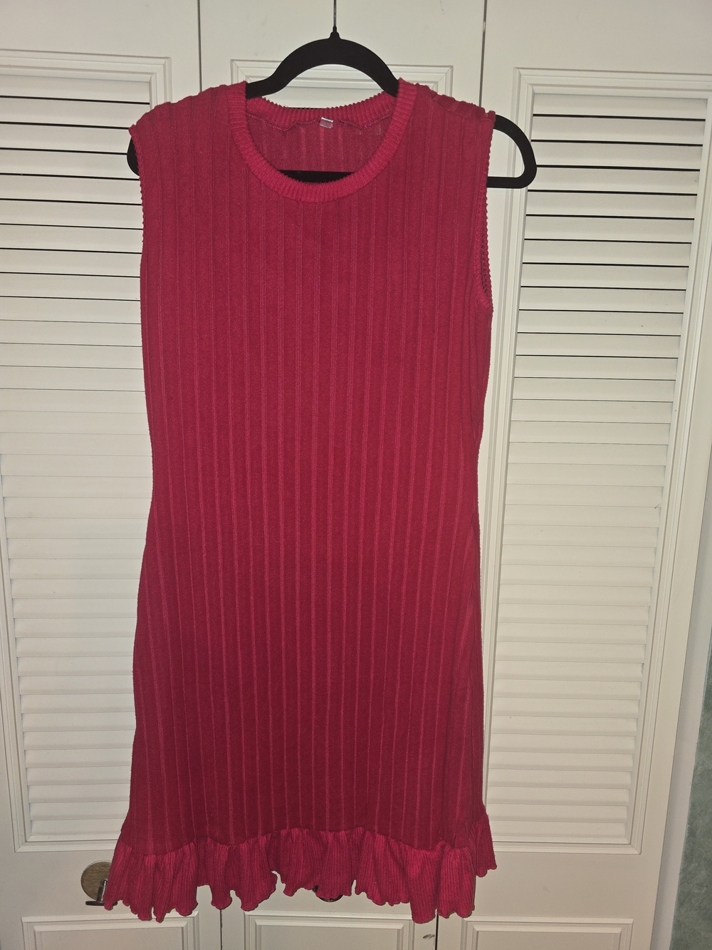 Sleeveless Ribbed Knit Dress in Bright Pink